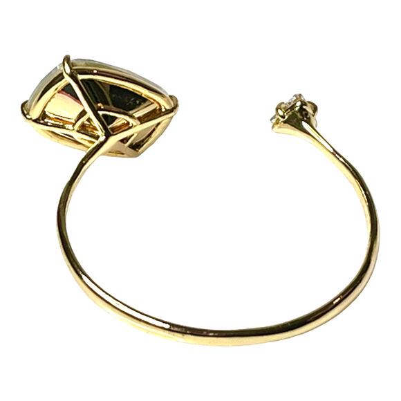 VTG Alexis Bittar Liquid Gold BRACELET Large CZ Stone Open Cuff 6.5"-7.5" Adjust - Picture 4 of 8